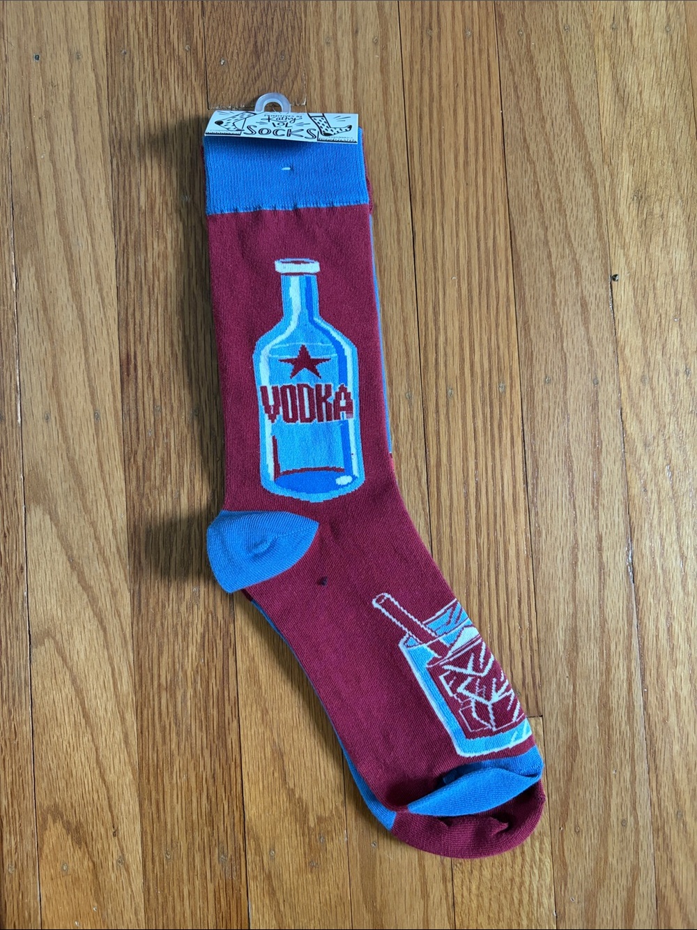 Mens Vodka Cranberry Crew Socks - Burgundy & Blue